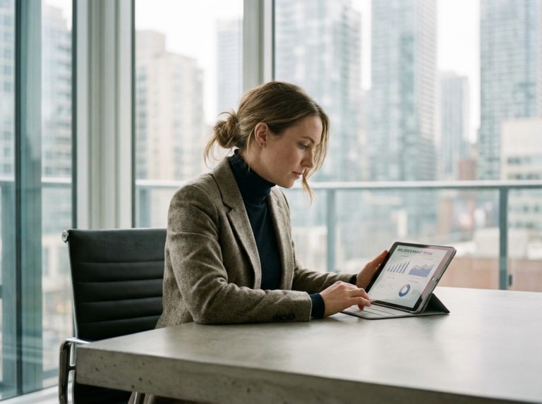 Femme professionnelle analysant des données immobilières