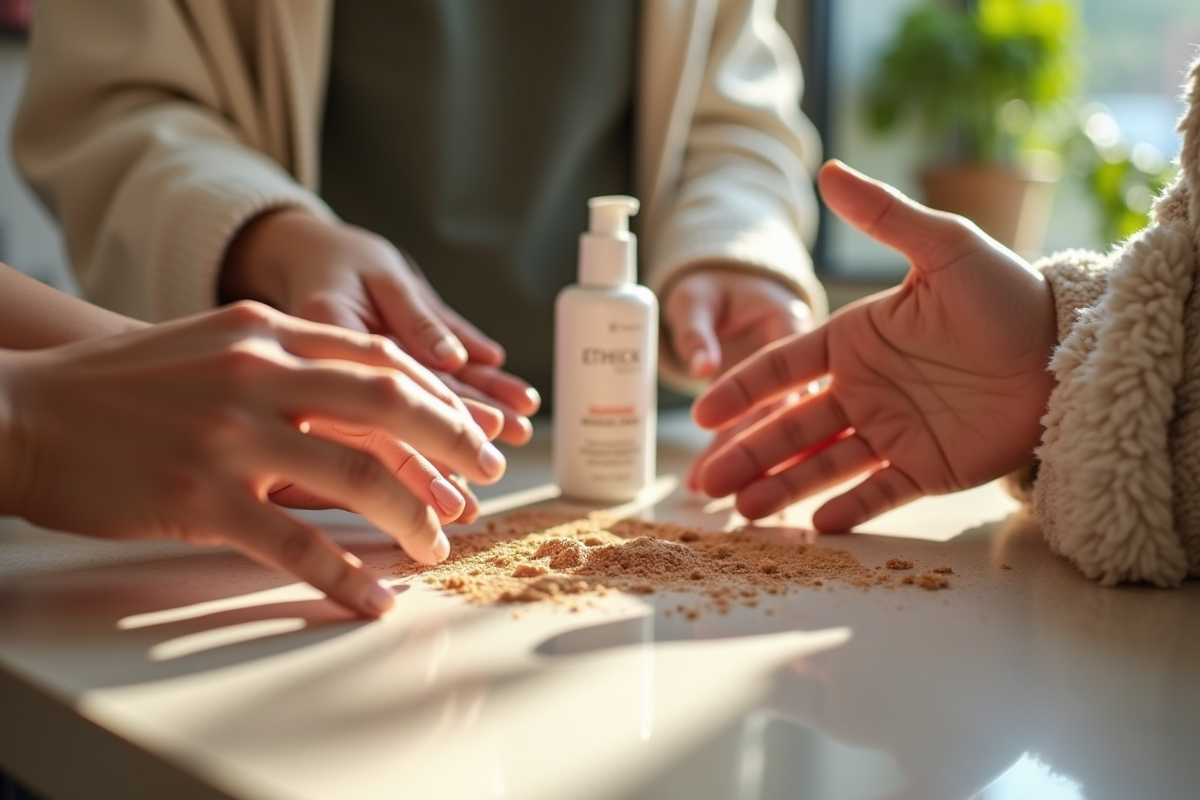 Mains sélectionnant des produits de beauté éthiques