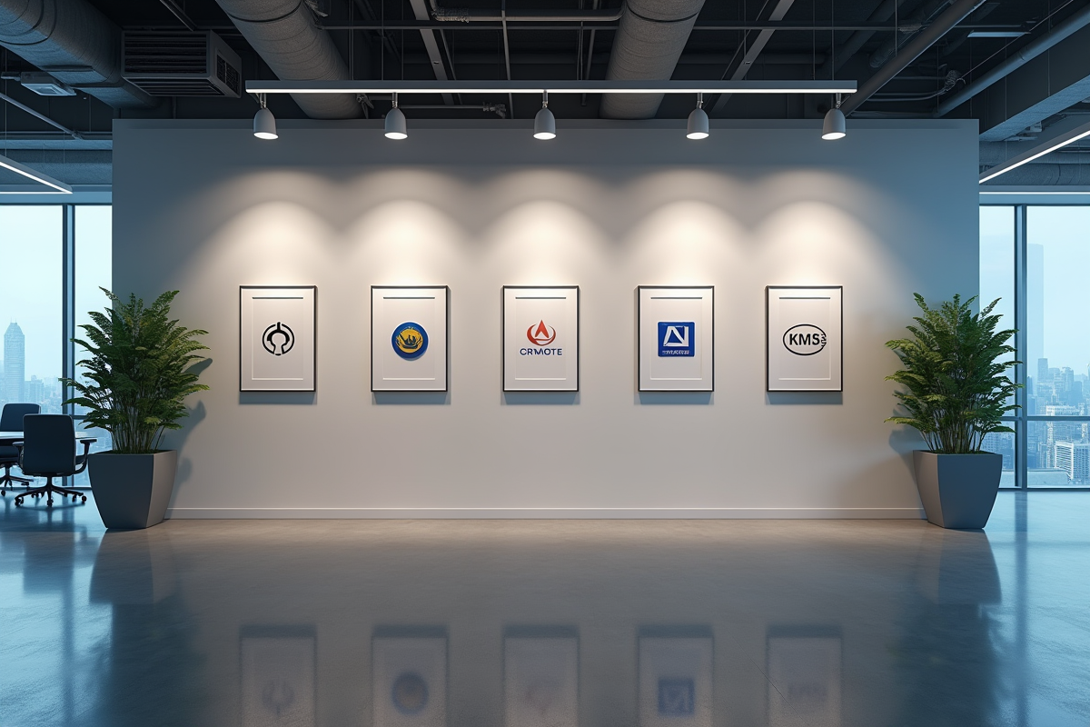 Mur moderne avec affichage de logos d