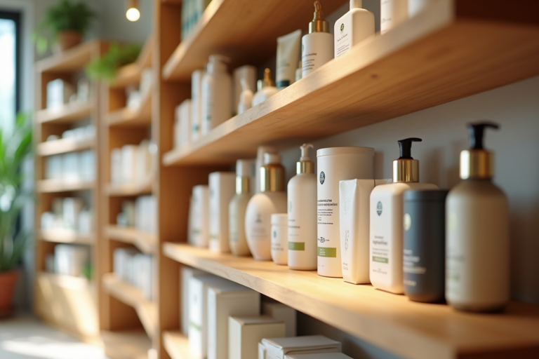 Rayon de cosmétiques naturels et durables en magasin